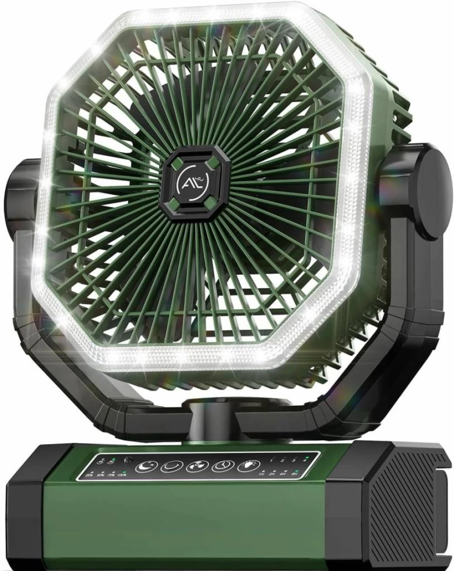 Allsion Portable Fan with 24000mAh Battery, Remote Control & LED Light, 4-Speed Strong Airflow for Desk, Camping, Outdoor, Gym, Office, Travel, and Treadmill