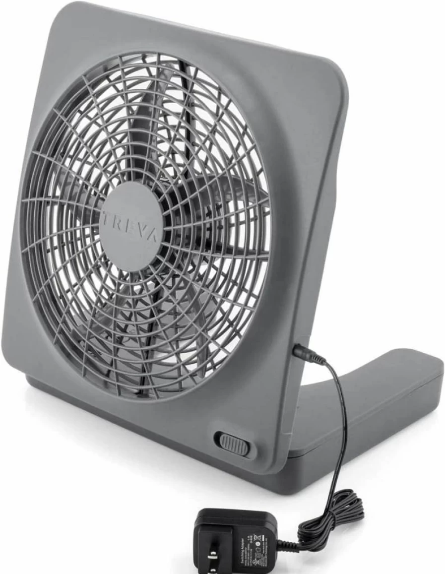 O2COOL Treva 10-Inch Portable Battery Operated Desk Fan with AC Adapter, 2-Speed Settings, Compact Folding & Adjustable Tilt, Graphite – Lightweight Personal Cooling Fan for Home & Office
