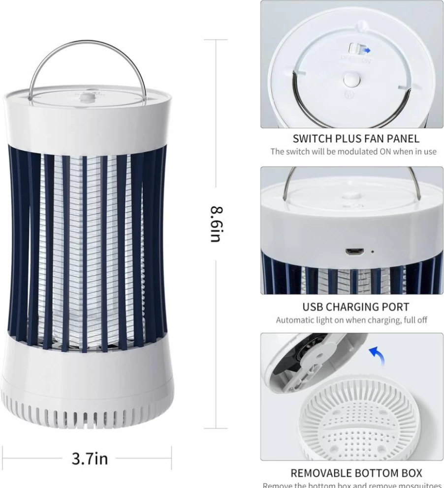Phosooy 2-in-1 Electric Mosquito Zapper with Fan - 1500V High Voltage Indoor Bug Killer for Flies, Moths & Gnats - 2 Pack Hanging Fly Trap (White & Black)