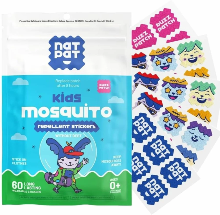 BUZZPATCH Natural Mosquito Repellent Patches for Kids - 60 Plant-Based, DEET-Free Stickers with Citronella Oil, Safe for Toddlers & Children