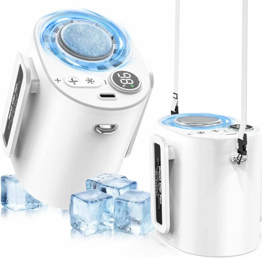 Uoiai Portable Neck Fan 5000mAh Rechargeable, Hands-Free Wearable Fan with Strong Airflow, 3 Speed Settings, Ice Cooling Technology for Outdoor, Camping, Office, and Travel