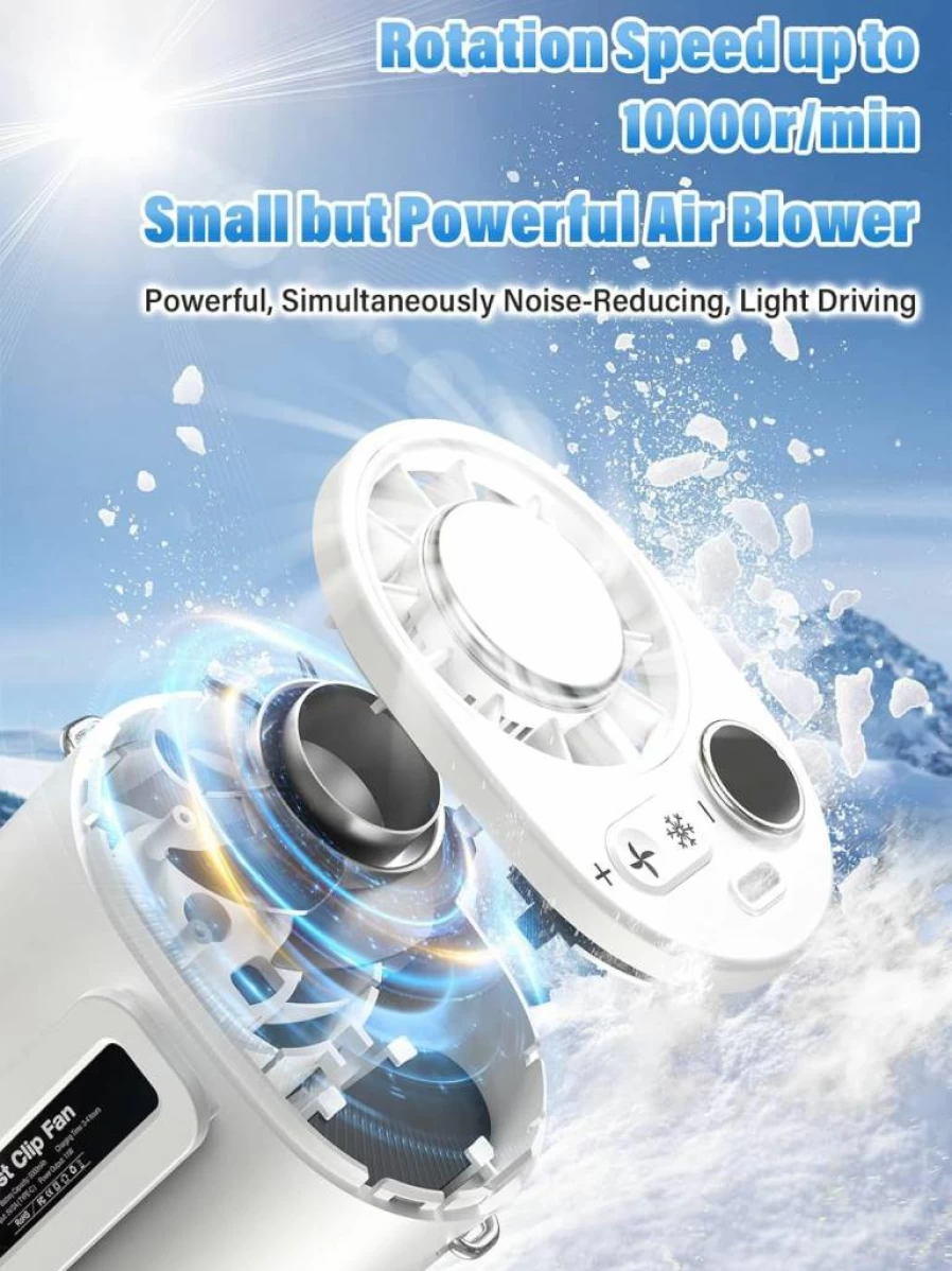 Uoiai Portable Neck Fan 5000mAh Rechargeable, Hands-Free Wearable Fan with Strong Airflow, 3 Speed Settings, Ice Cooling Technology for Outdoor, Camping, Office, and Travel