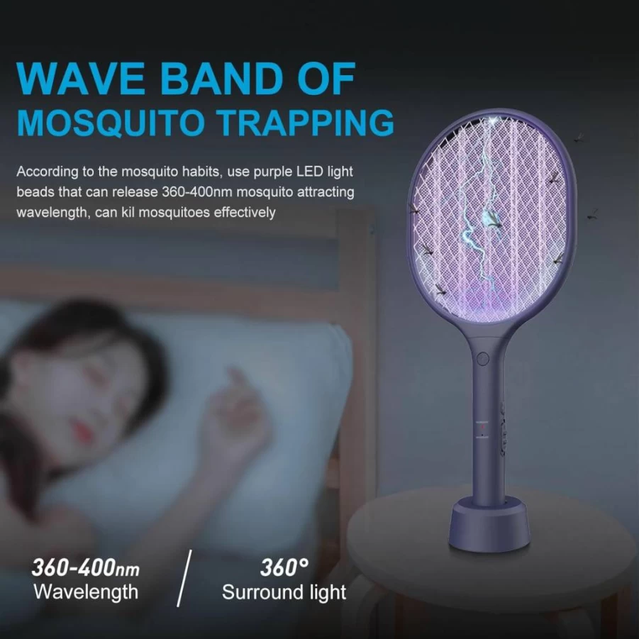 VANELC Electric Fly Swatter 2 Pack, 3000V Mosquito Zapper with Rechargeable Battery, Indoor Outdoor Insect Killer for Home, Kitchen, Camping, Patio - 3-Layer Safety Mesh Design