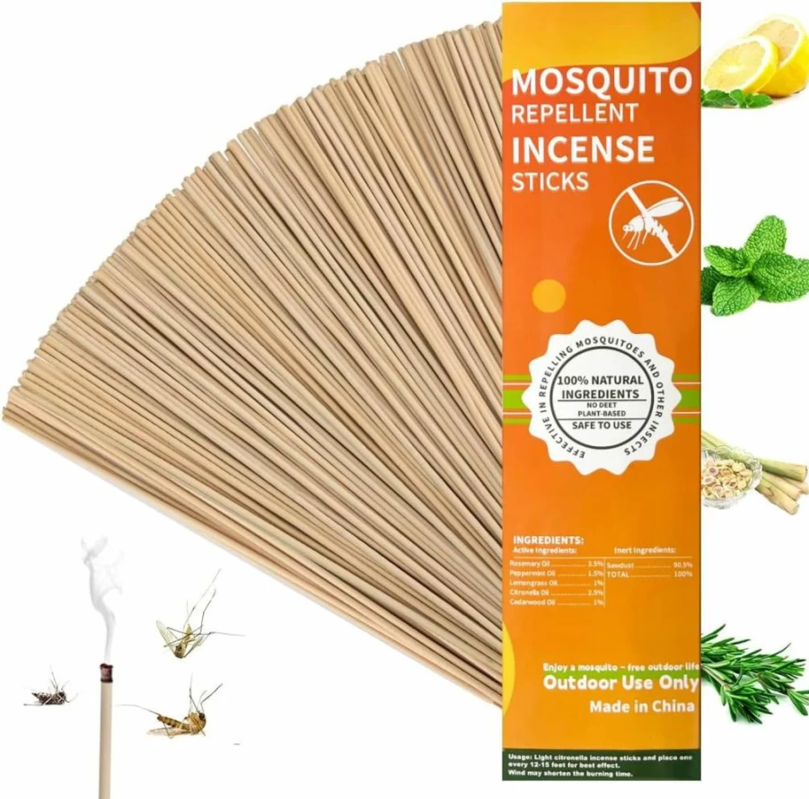 SEEKDIT 120 Pack Citronella Mosquito Repellent Sticks - DEET-Free, Plant-Based Insect Repellent for Outdoor & Indoor Use, Long Lasting Bug Protection for Camping, Picnics, Backyard, Patio Activities