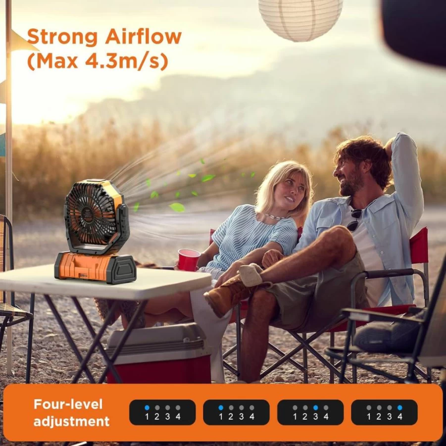 OGERY 20000mAh Portable Camping Fan with LED Lantern - Remote Control, 4-Speed Oscillating, Battery Powered for Tent, Travel, Bedroom, Car, Outdoor Essentials
