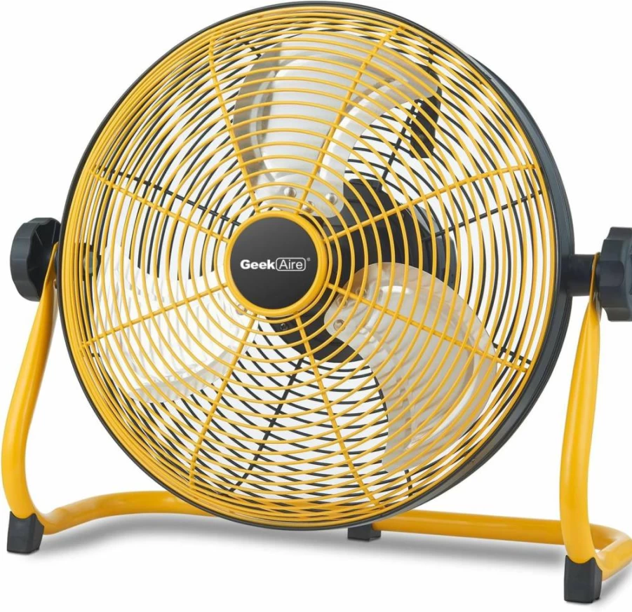 Geek Aire 12-Inch Metal Blade Portable Fan - 360° Tilt, 24H Battery Life, Cordless for Camping, Travel, Home, Hurricane Emergency