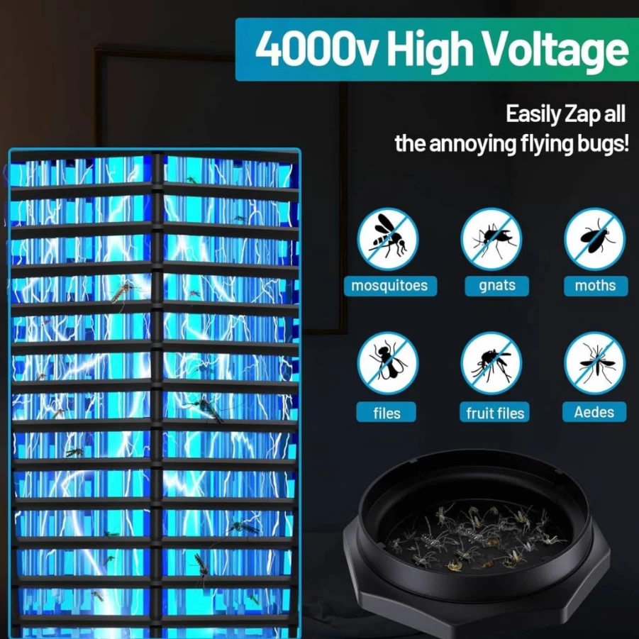 Zwiran Solar-Powered Bug Zapper & Camping Lantern - Waterproof, Cordless Mosquito Killer for Indoor and Outdoor Use