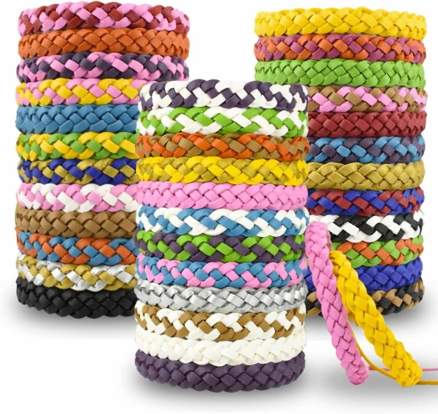 BuggyBands 12 Pack Mosquito Repellent Bracelets for Kids & Adults - Natural Pu Leather Wristbands for Outdoor Camping, Hiking, Fishing & Travel
