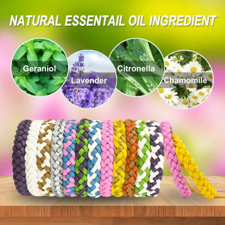 BuggyBands 12 Pack Mosquito Repellent Bracelets for Kids & Adults - Natural Pu Leather Wristbands for Outdoor Camping, Hiking, Fishing & Travel