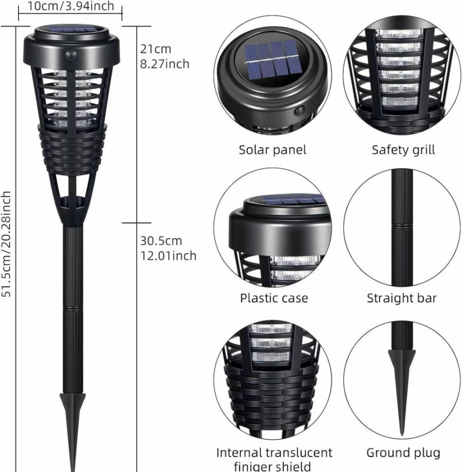 JahyElec Solar Bug Zapper Outdoor - Waterproof 4-Pack Mosquito Killer for Patio, Yard & Garden, LED Insect Trap with Light for Flies, Gnats & Flying Pests (Black)
