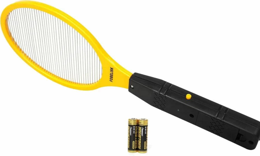 FOBELISK Electric Bug Zapper & Mosquito Killer - Rechargeable Fly Swatter Racket for Indoor, Outdoor, Camping & Travel - Portable Insect Zapper with LED Light (Includes Batteries)