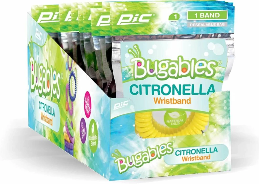 PIC Citronella Scented Wristbands, Reusable Mosquito Repellent Coils, Resealable Pack of 25, One Size Fits All