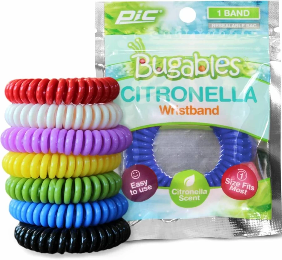 PIC Citronella Scented Wristbands, Reusable Mosquito Repellent Coils, Resealable Pack of 25, One Size Fits All