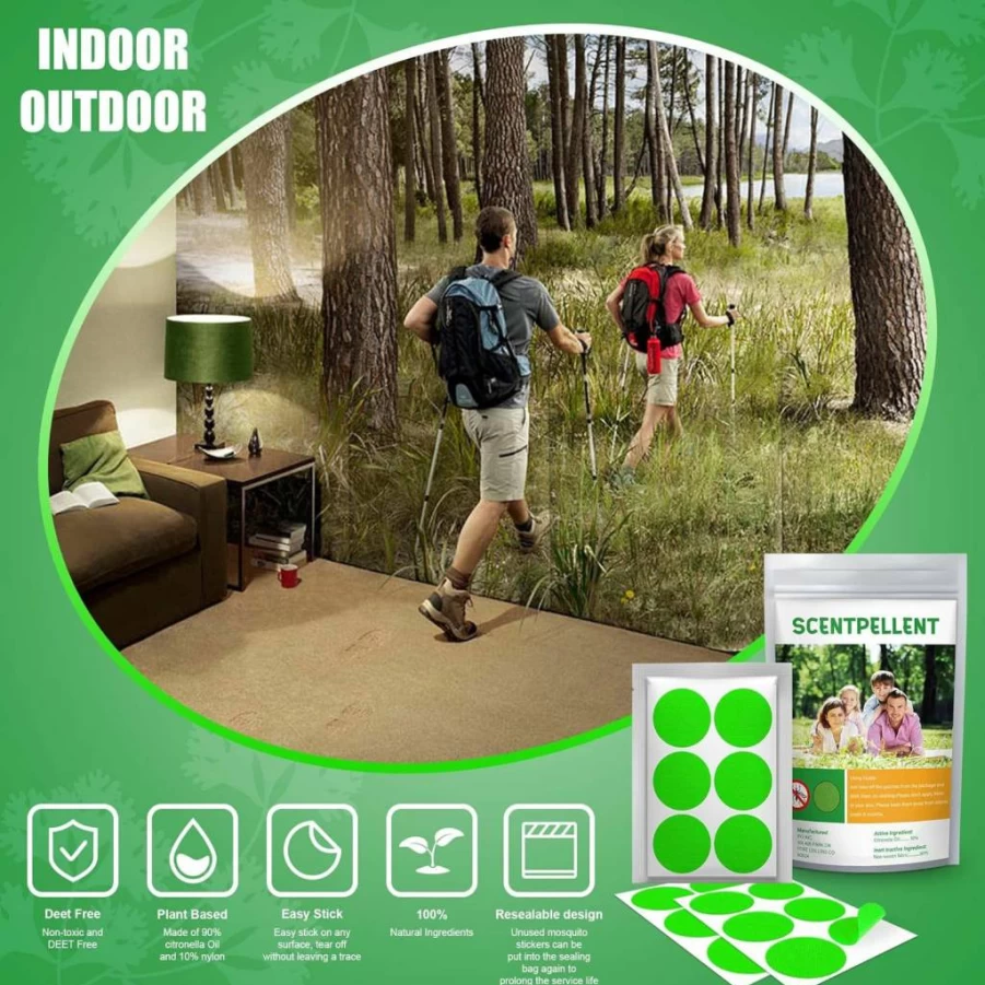 MAKJUNS 150 Pack Natural Mosquito Repellent Stickers for Kids & Adults, DEET-Free Citronella Bug Repellent Patches for Indoor, Outdoor, Camping, Hiking, and Travel