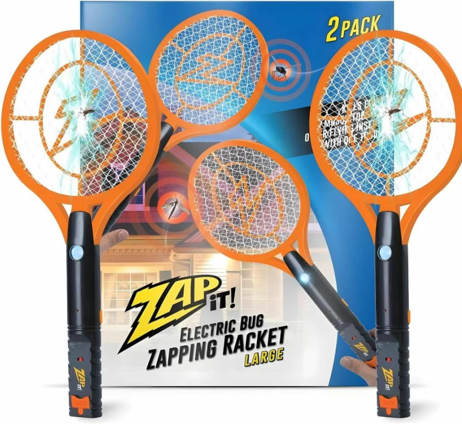 ZAP IT! Rechargeable Electric Fly Swatter - 4000V Mosquito Zapper Racket, USB Charging, Indoor/Outdoor Use, Safe & Effective Bug Zapper, 2-Pack (Yellow, Mini)
