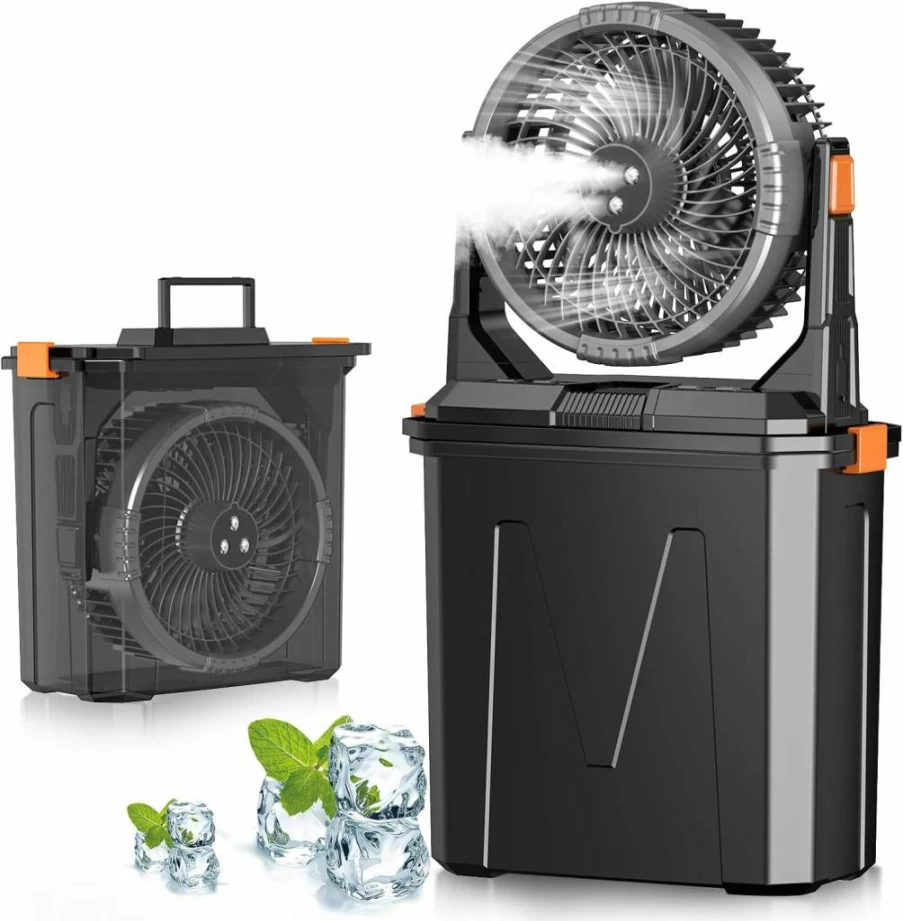 GHORA 9L Portable Misting Fan with 20000mAh Battery, 4 Speed Outdoor Cooling Fan with Remote, LED, and 4 Spray Modes for Camping, Patio, and Home Use