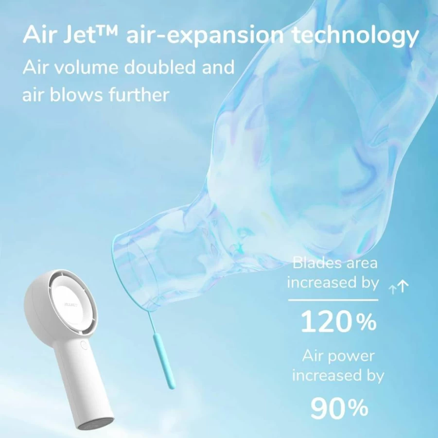 JISULIFE Portable Handheld Fan - 6000mAh USB Rechargeable Battery, 5 Speed Settings, 18H Cooling, Compact Personal Fan for Travel, Outdoor, Office, Black