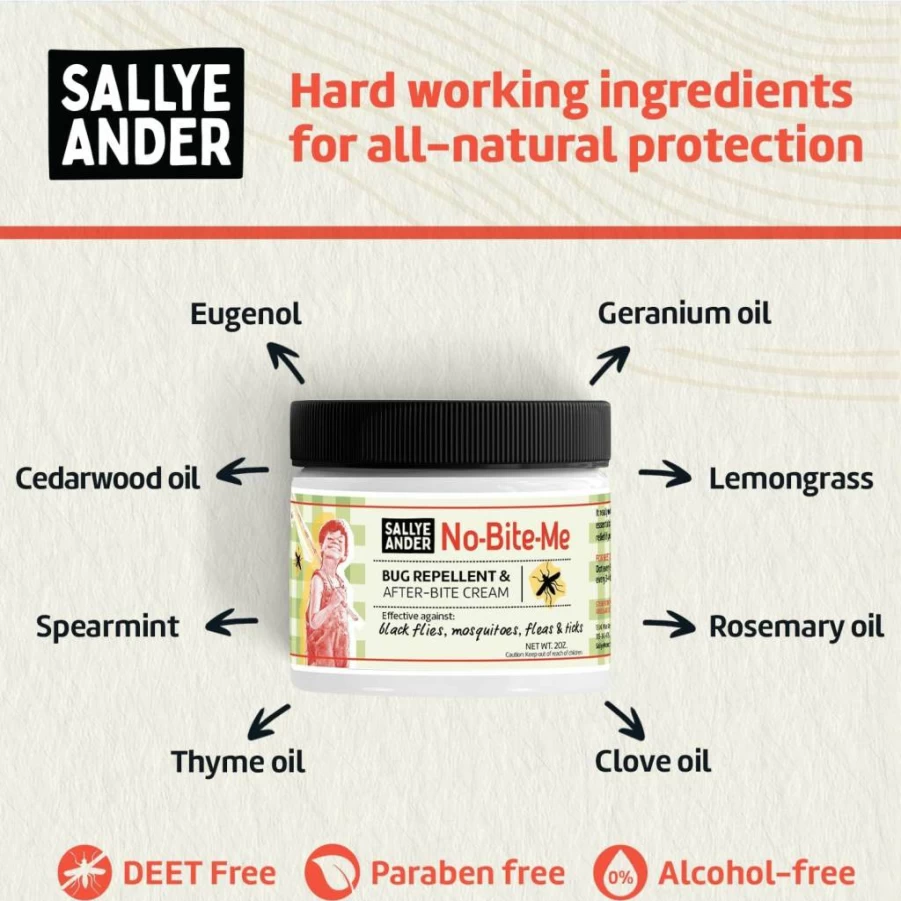 SALLYEANDER Natural Bug Repellent & Anti-Itch Cream - 2 Pack, Mosquito, Flea & Tick Protection, Safe for Kids and Infants
