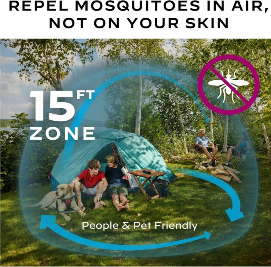 Thermacell Portable Mosquito Repeller - DEET-Free, Scent-Free Bug Repellent with 12-Hour Refill, 15-Foot Protection Zone
