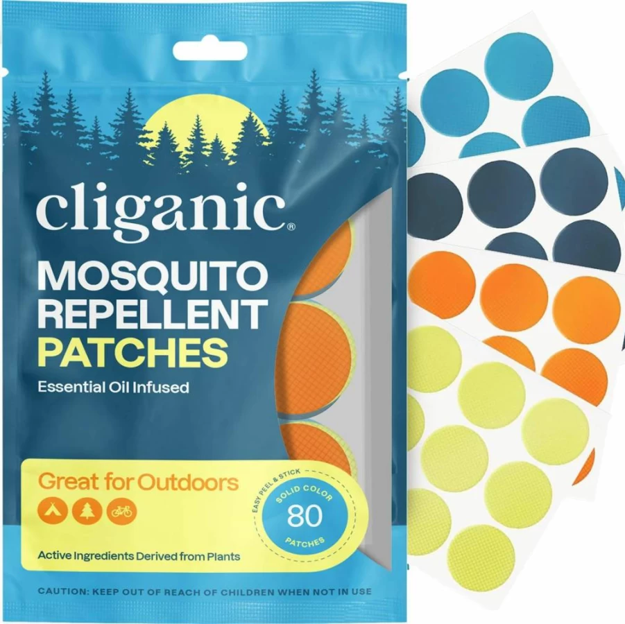 Cliganic Natural Mosquito Repellent Stickers - 80 Deet-Free Patches with Citronella Oil for Kids & Adults