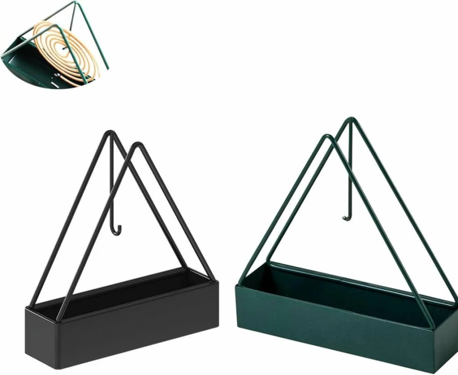 2 Pack NentMent Metal Mosquito Coil Burner Holder - Triangular Hanging Incense Tray with Ash Catcher for Indoor, Outdoor, and Camping Use