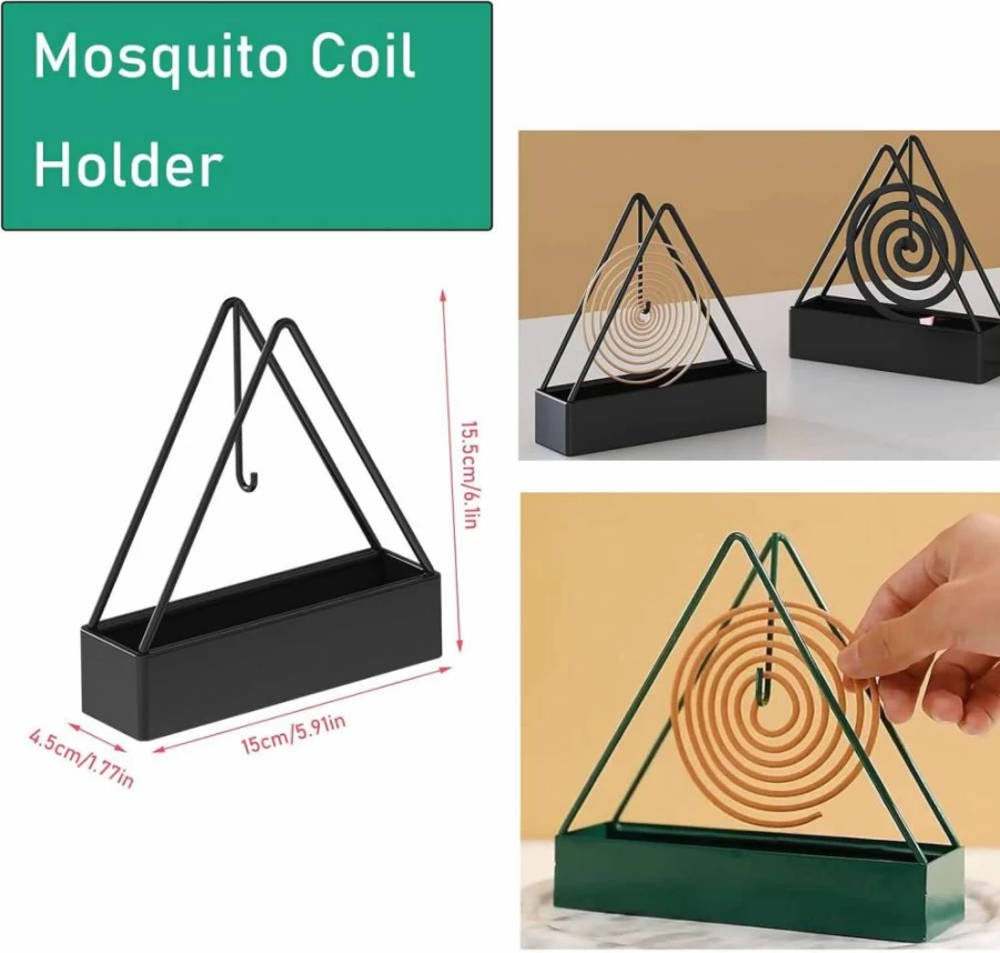 2 Pack NentMent Metal Mosquito Coil Burner Holder - Triangular Hanging Incense Tray with Ash Catcher for Indoor, Outdoor, and Camping Use