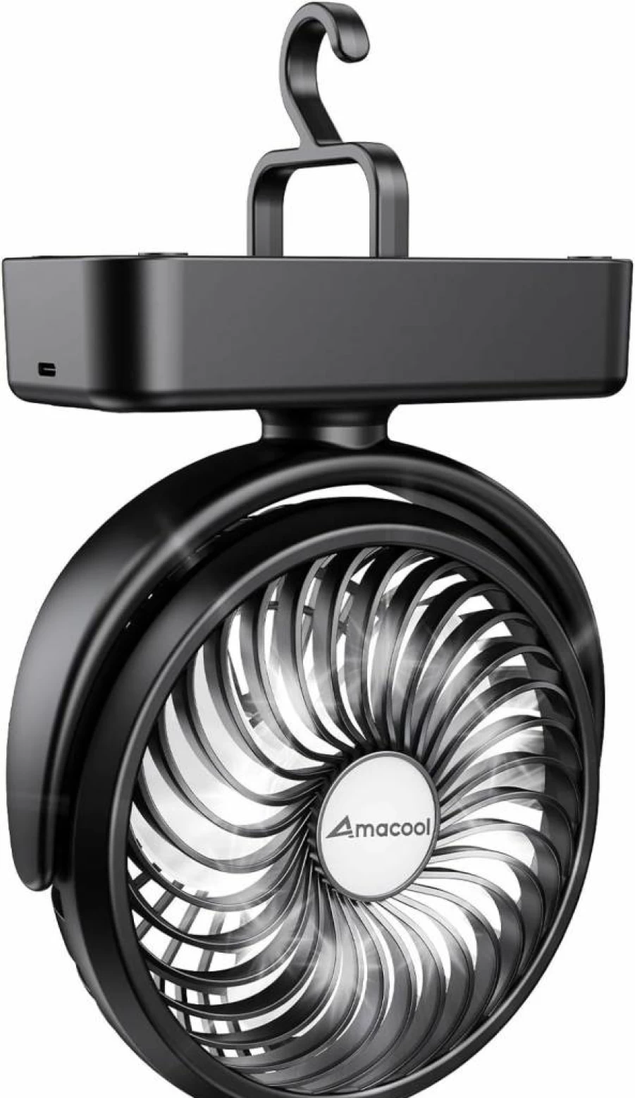 AMACOOL Portable Camping Fan with LED Lantern - 40H Rechargeable Battery Operated Fan for Tent, Car, RV, Hurricane Emergency, Survival Kit, Hanging Hook