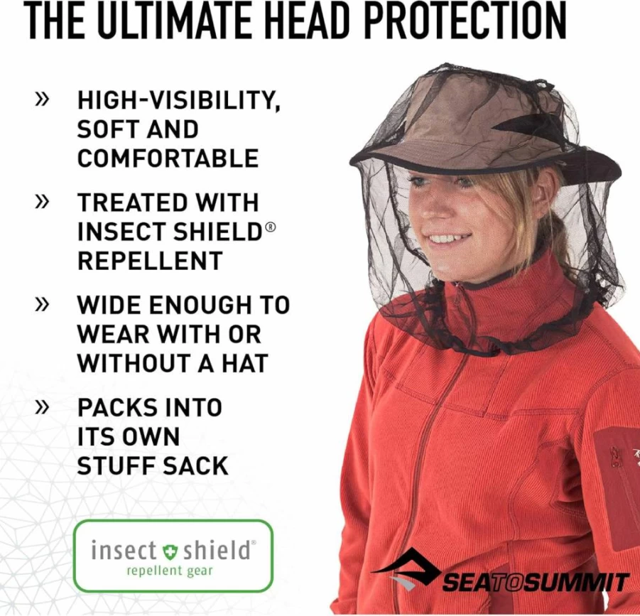 Sea to Summit Permethrin-Treated Mosquito Head Net - Lightweight Insect Face Cover for Outdoor Protection