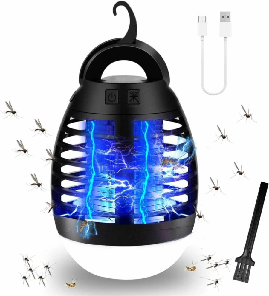 Chemotex Rechargeable Outdoor Bug Zapper - IP66 Waterproof Mosquito Killer Lamp for Camping, Portable Cordless Insect Zapper for Tent, Essential Camping Gear Accessories