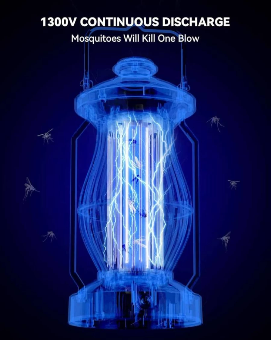 Ejonix Rechargeable Cordless Bug Zapper - Portable Electric Mosquito Killer with Hanging Hook for Indoor & Outdoor Use, Backyard, Patio, Camping LED Light Trap