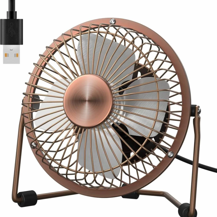 Zuvas 4 Inch USB Desk Fan - Quiet Portable Mini Table Fan with 360 Rotation, 2 Speed Settings for Home, Office, Bedroom, Travel, and Camping (Black)