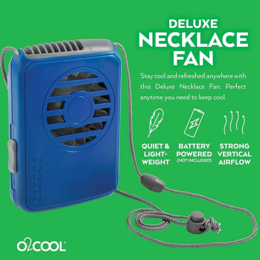 O2COOL Deluxe 4-Pack Wearable Necklace Fan - Hands-Free Battery Operated Personal Cooling Fan for Outdoor, Sports, Beach, Camping (Random Colors)