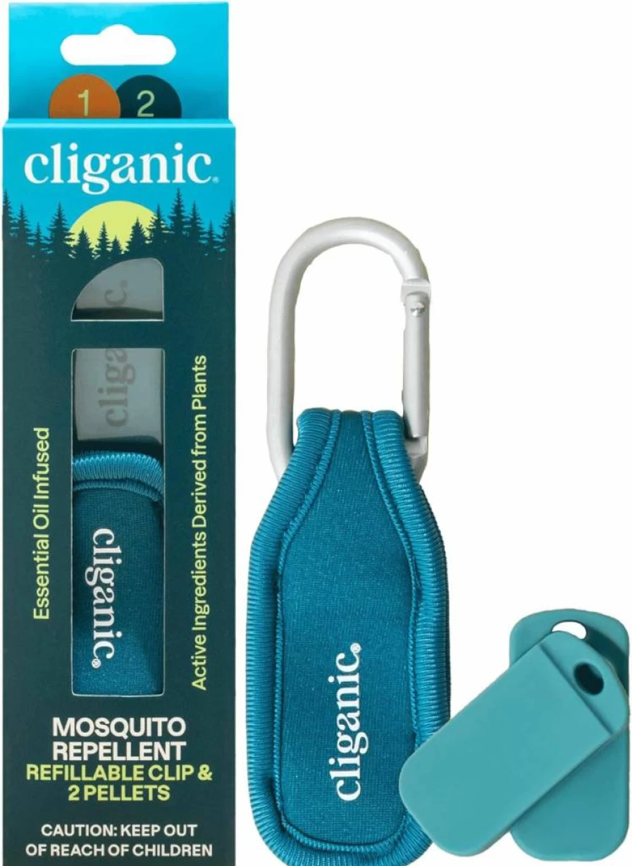 Cliganic Natural Mosquito Repellent Clip with 2 Refills - DEET-Free, Essential Oil Infused, Portable Bug Repellent for Indoor & Outdoor Use
