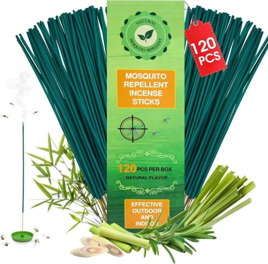 Glovv 60 Pcs Citronella Mosquito Repellent Sticks – Plant-Based Outdoor Bug Repellent for Patio, Camping, Fishing & Travel