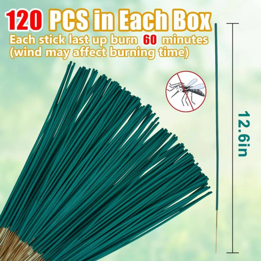 Glovv 60 Pcs Citronella Mosquito Repellent Sticks – Plant-Based Outdoor Bug Repellent for Patio, Camping, Fishing & Travel