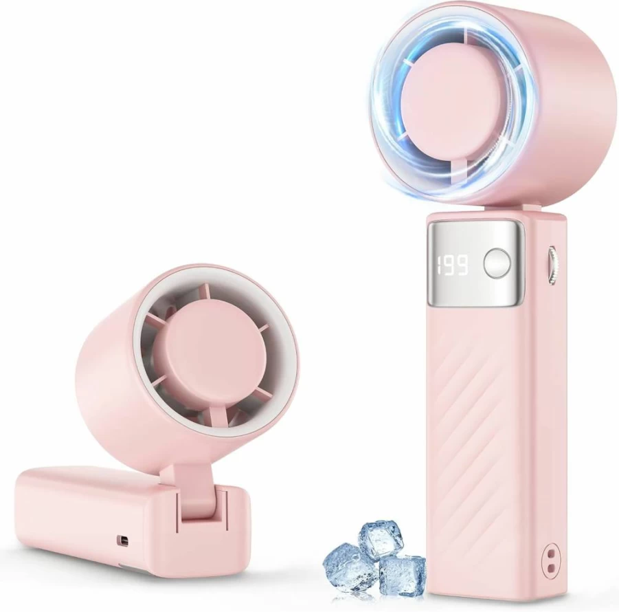 UPDEI Portable Handheld Fan - USB Rechargeable Foldable Mini Fan with 199 Speed Settings, LED Display, Lightweight for Travel, Beach, Camping | Summer Cooling Gift for Women & Men