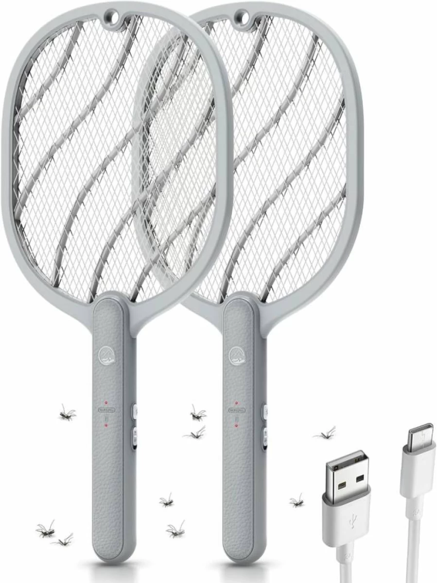 Mosiller Electric Fly Swatter - 3800V Rechargeable Mosquito Zapper with Type-C, 3-Layer Safety Mesh for Indoor & Outdoor Use, Lightweight & Easy to Use (1 Pack)