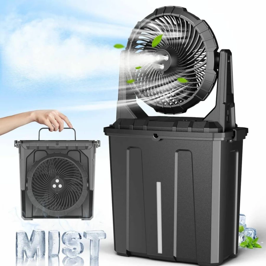 Ausic 10In Portable Misting Fan with 20000mAh Battery - 3 Speed Settings, 3 Spray Nozzles for Outdoor, Camping, Patio, Golf, Tent, and Office Use