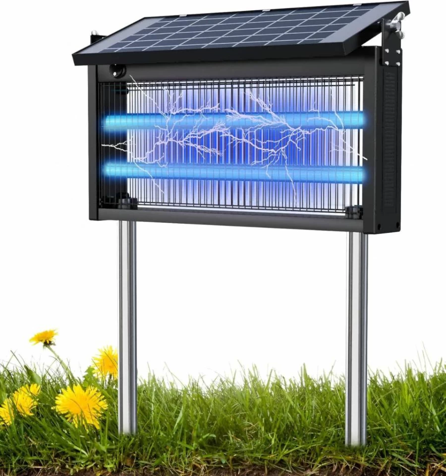 ZRLKM Solar Bug Zapper Outdoor & Indoor - 4500V High Powered Mosquito Killer, Waterproof Portable Fly Zapper for Home, Patio, Camping (17.7 x 9.8 x 7.1 Inches)