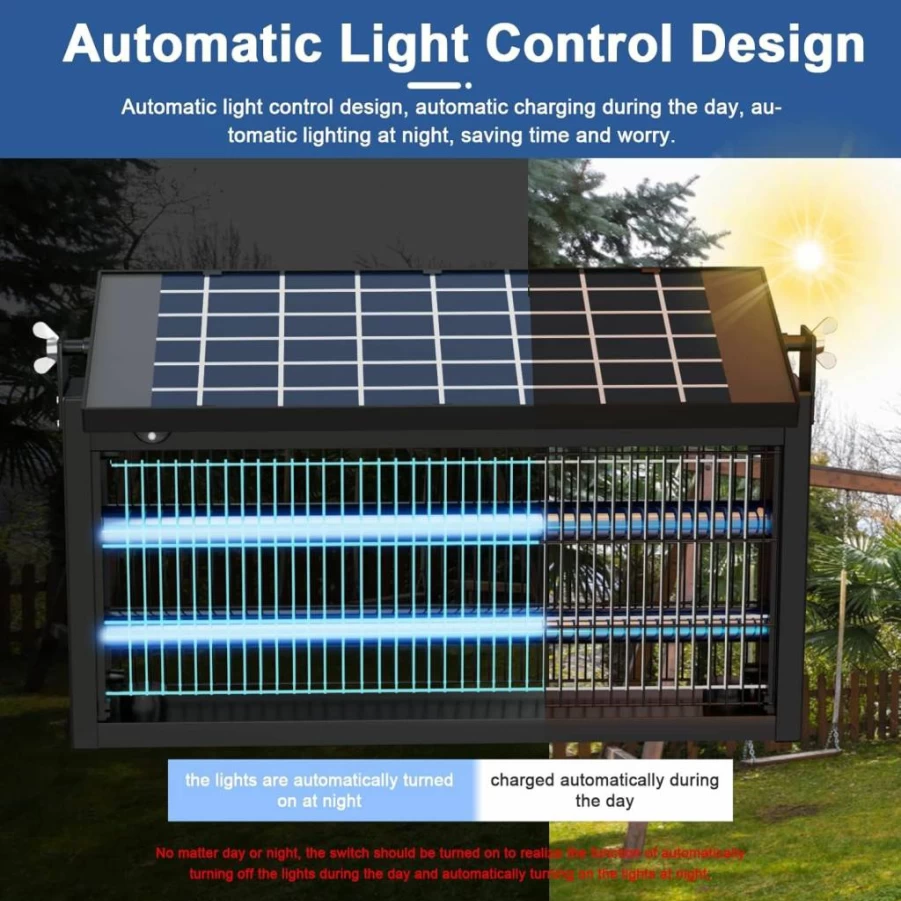 ZRLKM Solar Bug Zapper Outdoor & Indoor - 4500V High Powered Mosquito Killer, Waterproof Portable Fly Zapper for Home, Patio, Camping (17.7 x 9.8 x 7.1 Inches)