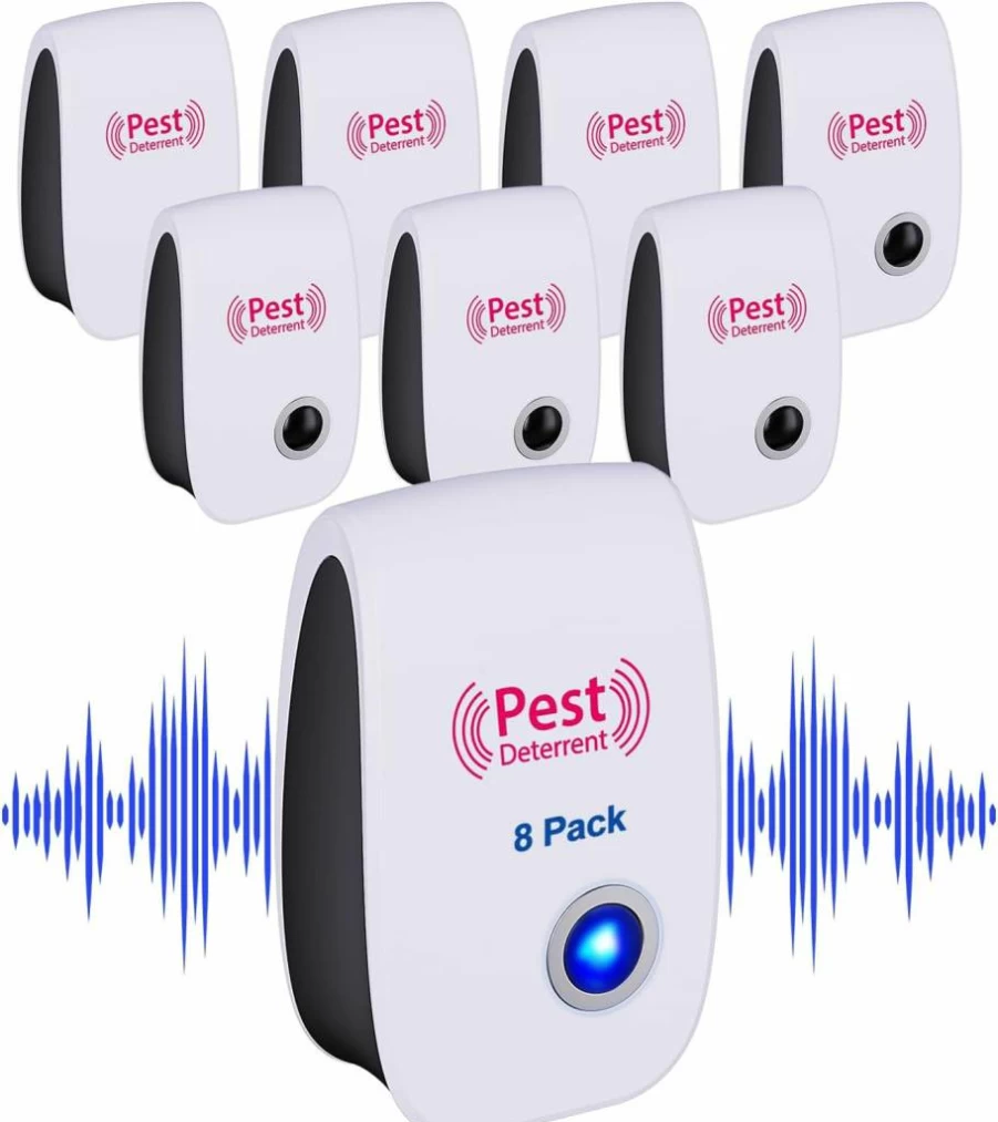Dwcom Trap Ultrasonic Pest Repellent Plug-In - 8 Pack for Rats, Mice, Cockroaches, Mosquitoes, Spiders, Ants & Bugs - Indoor Electronic Insect & Rodent Repeller