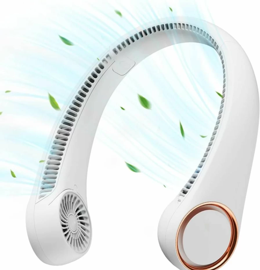 Gaiatop Hands-Free 360° Portable Neck Fan - Rechargeable Battery, 17Hrs Cooling, Ultra-Quiet Wearable Fan for Summer Outdoor Travel, Ideal Gift for Men Women Dad, White