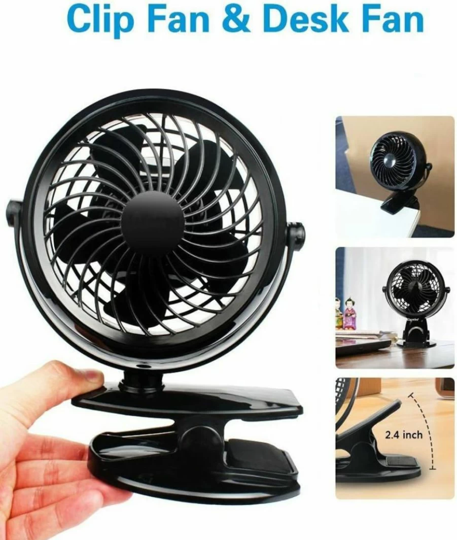 Gazeled 5-Inch Portable Battery Operated Clip Fan - Cordless Stroller, Camping, Bed & Car Fan with 8 Free AA Batteries, Ultra Quiet Personal Cooling Fan