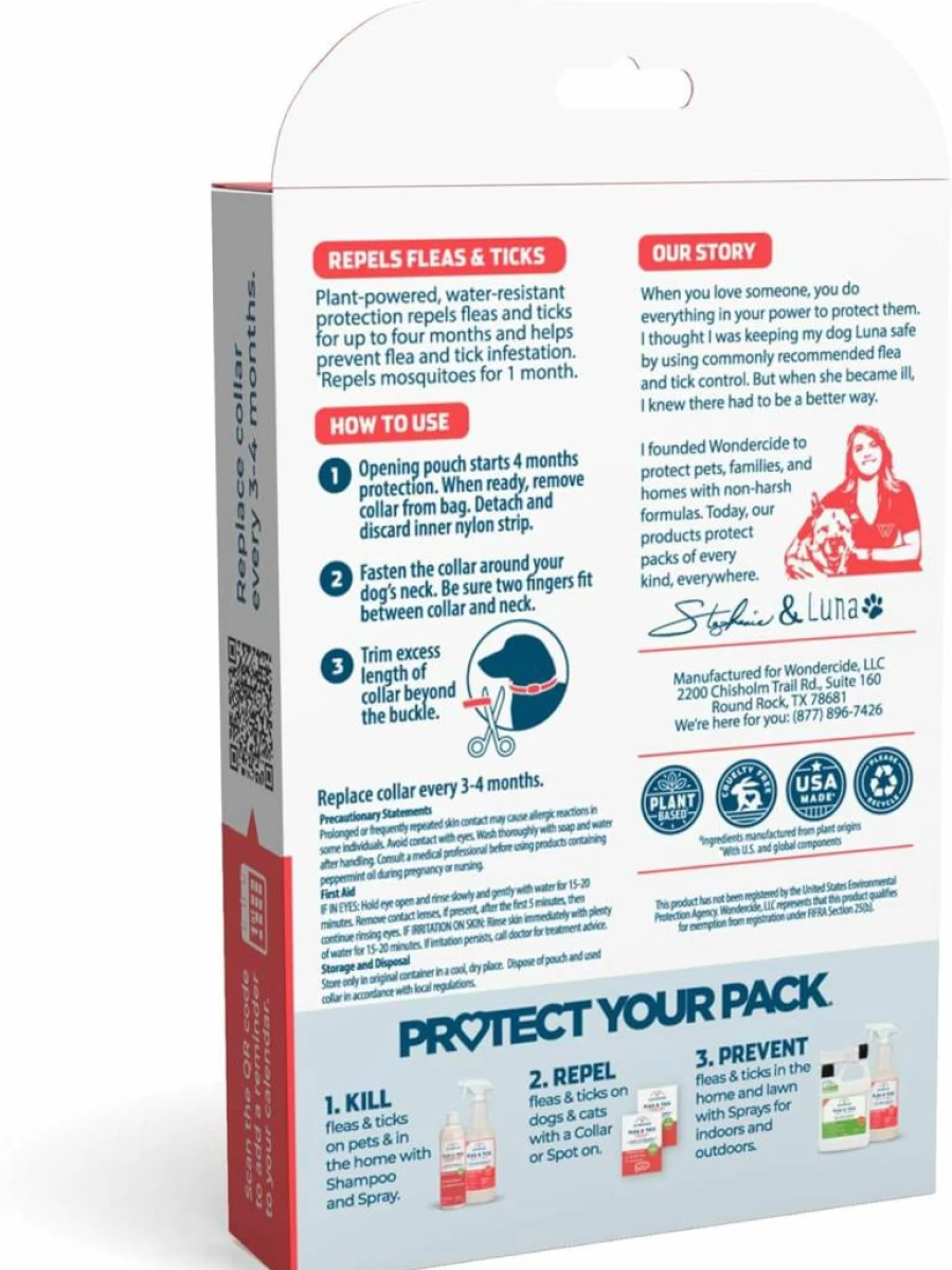 Wondercide Natural Flea & Tick Repellent Dog Collar - Essential Oils Protection for Small & Medium Dogs - Lasts Up to 4 Months