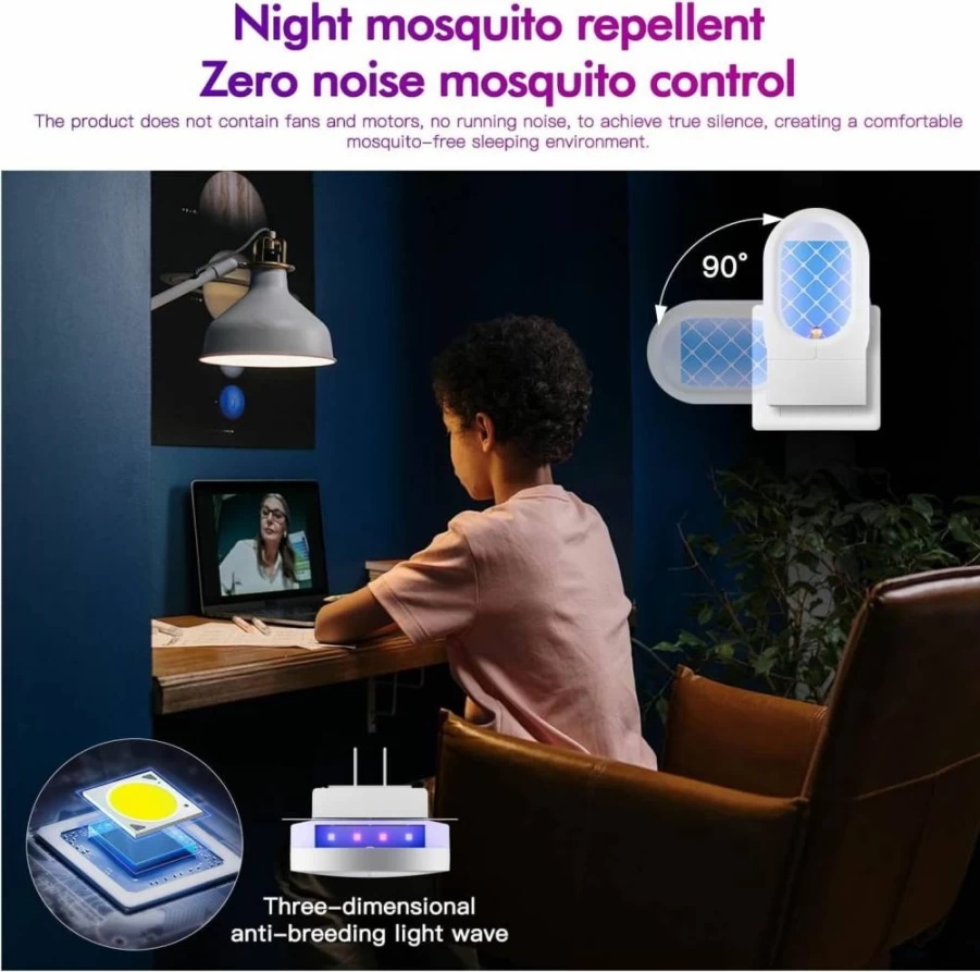 Wacieo 20Pcs UV LED Flying Insect Trap Glue Boards - Indoor Mosquito, Gnat, Moth, Fruit Fly Catcher for Home & Office - Sticky Bug Zapper with Attractant Light