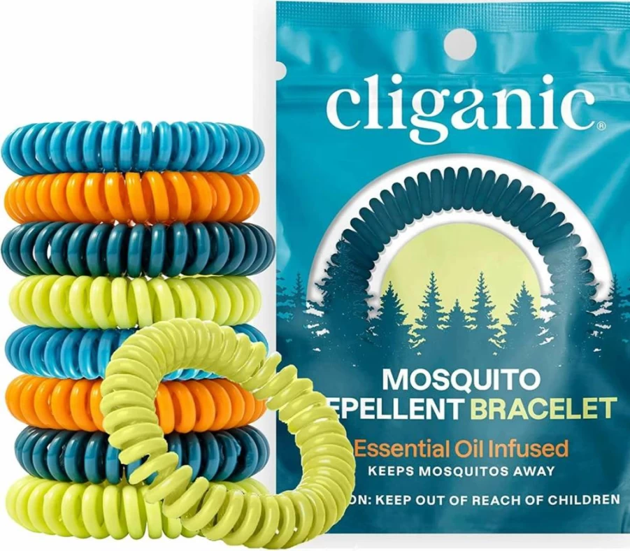 Cliganic 10 Pack Mosquito Repellent Bracelets for Adults & Kids, DEET-Free, Waterproof, Individually Wrapped, Natural Essential Oil Bug Bands for Outdoor Travel