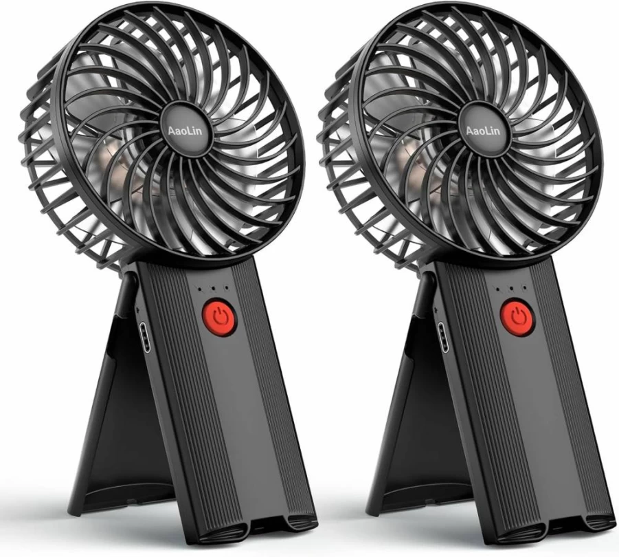 AaoLin 3-in-1 Portable Handheld Fan - USB Rechargeable, 4-Speed Mute Mini Fan for Neck, Desktop & Travel, 6-15H Runtime, Foldable for Camping/Outdoors/Kids, Summer Cooler