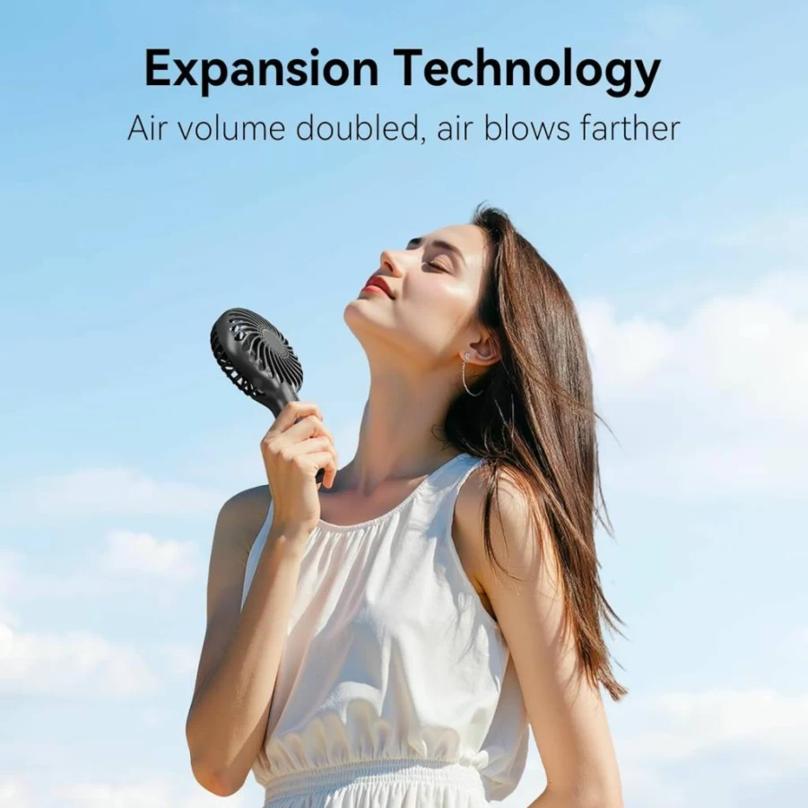 HonHey USB Rechargeable Handheld Fan - Portable Mini Fan with 4 Speed Settings, 3-10 Hours Runtime, for Women, Girls, Kids, Indoor & Outdoor Use