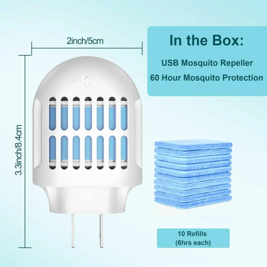 Moskiller Mosquito Repellent Plug - DEET-Free Wall Outlet Repeller with 10 Refills, Effective for Home, Office, Travel & Camping
