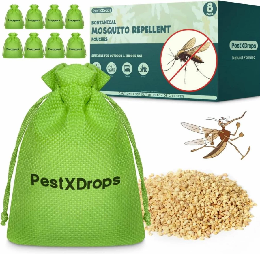 PestXDrops Natural Mosquito Repellent Pouches - 8 Pack Outdoor & Indoor Hanging Bug Deterrent for Patio, Yard, Camping, Garden, Travel - Safe for Kids & Pets, Instant Protection